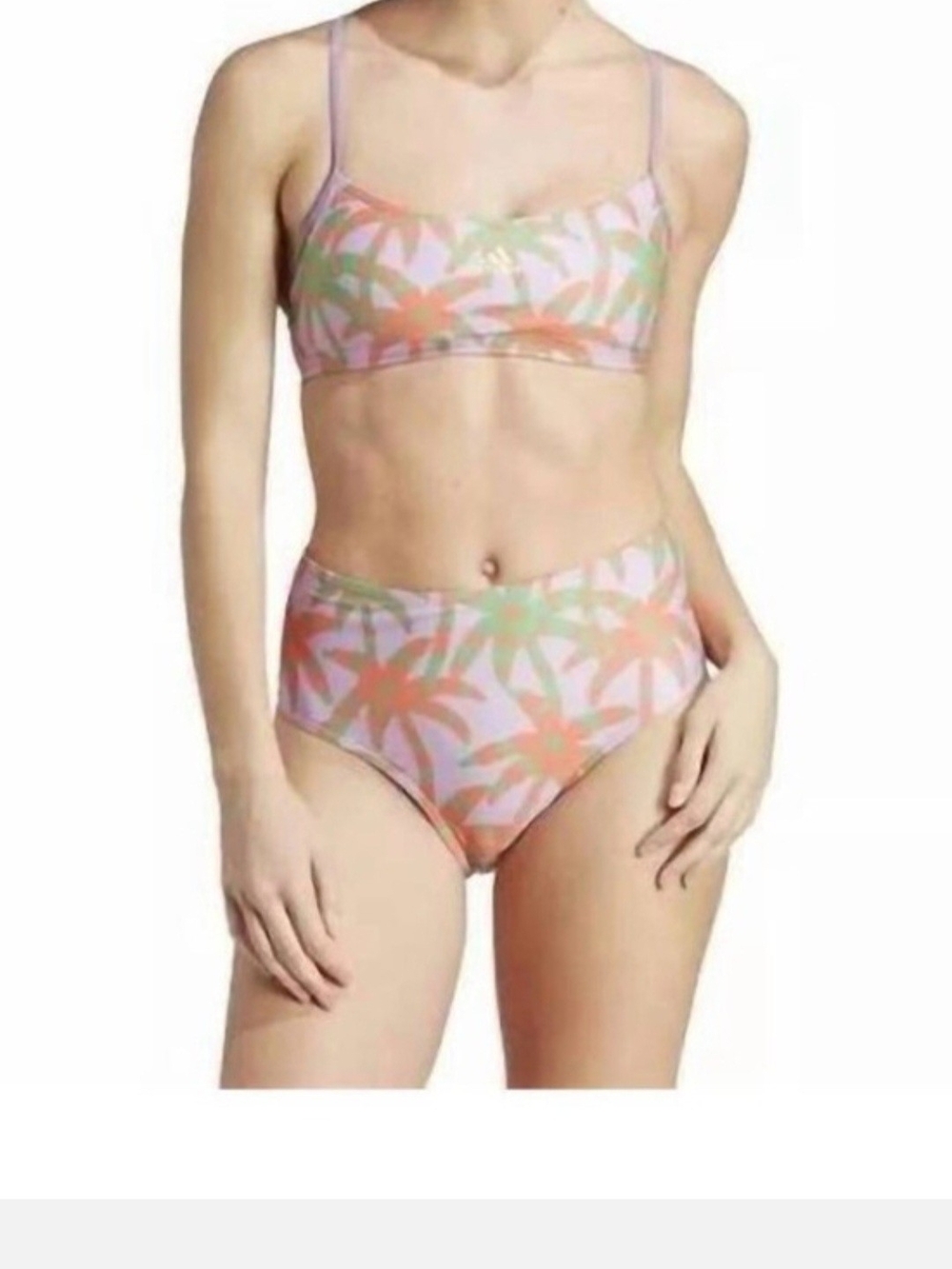 Adidas x Farm Rio Collaboration Two Piece High Waist Swimsuit Purple Glow M NWT